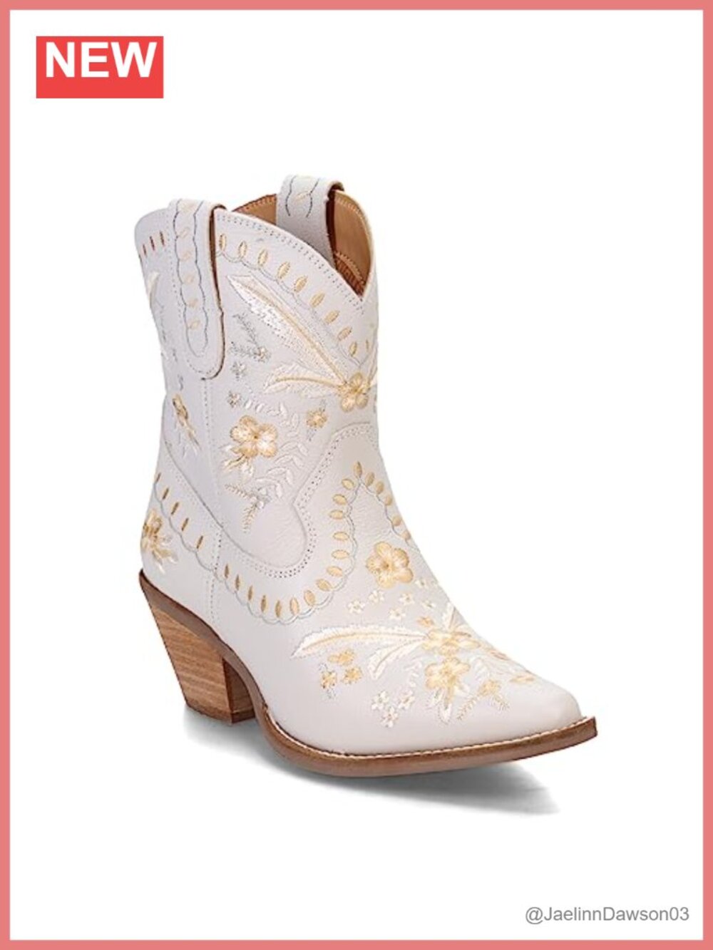 Leather Embroidered Western Ankle Booties Snip Toe Pull-On